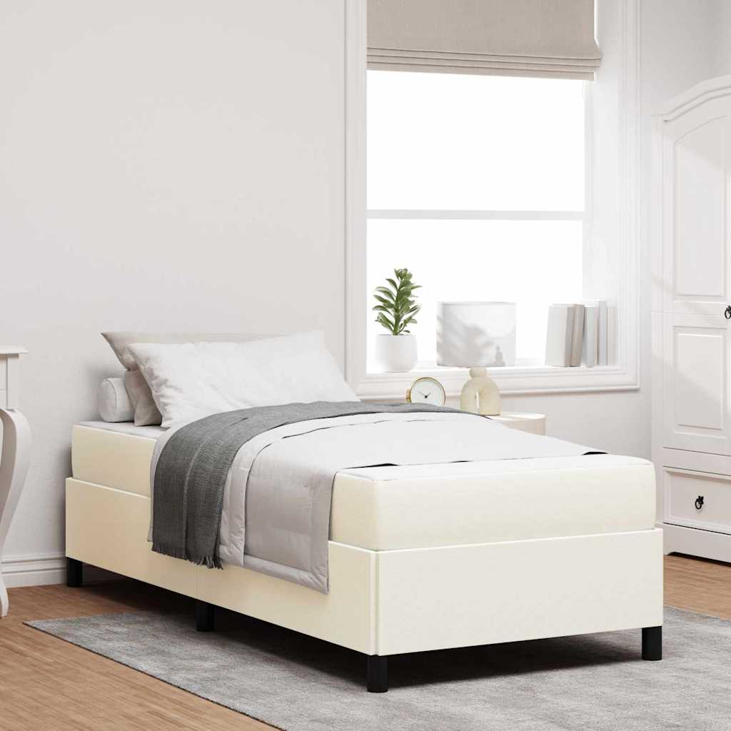 Bedframe met matras Crème 90 x 200 cm Stof is nu te koop bij PeponiXL, paradijselijk wonen!