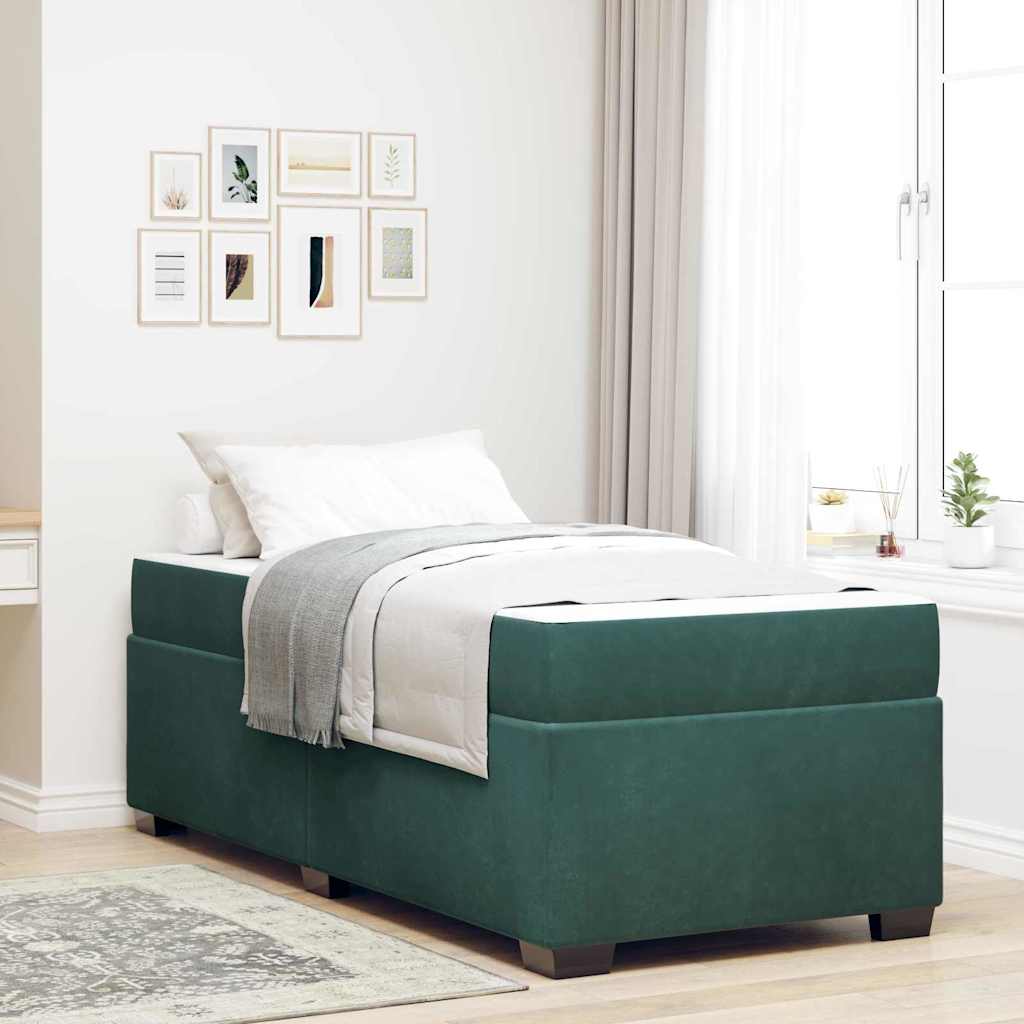 Bedframe met matras Donkergroen 80 x 200 cm Stof is nu te koop bij PeponiXL, paradijselijk wonen!