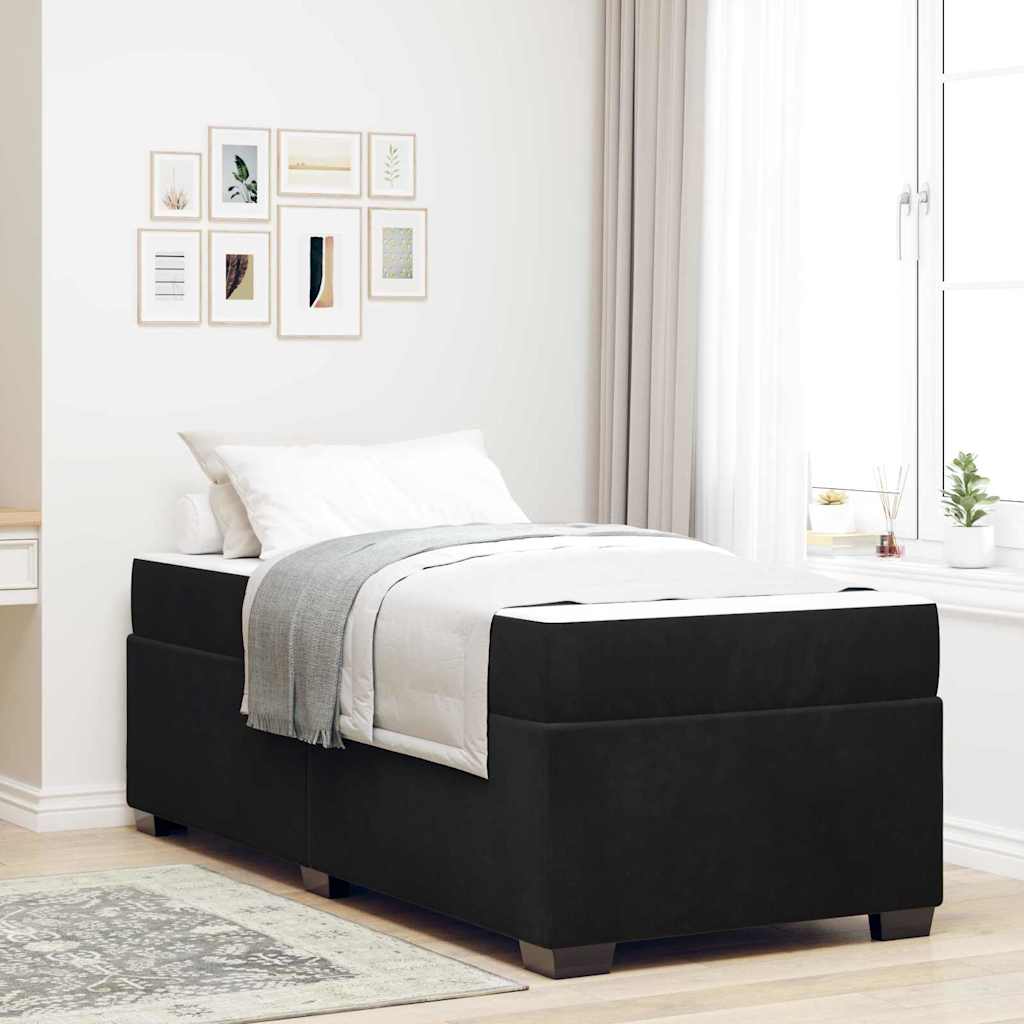 Bedframe met matras Zwart 100 x 200 cm Stof is nu te koop bij PeponiXL, paradijselijk wonen!