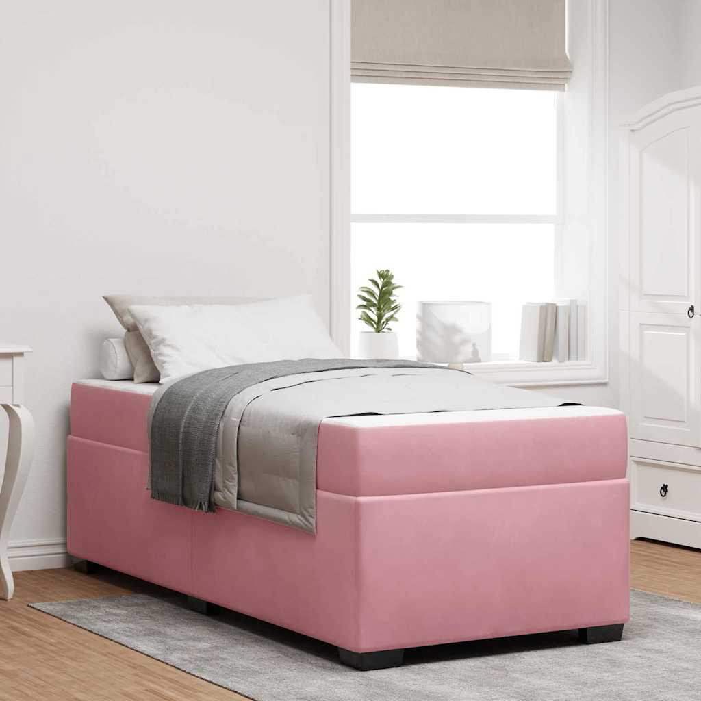 Bedframe met matras Roze 100 x 200 cm Stof is nu te koop bij PeponiXL, paradijselijk wonen!