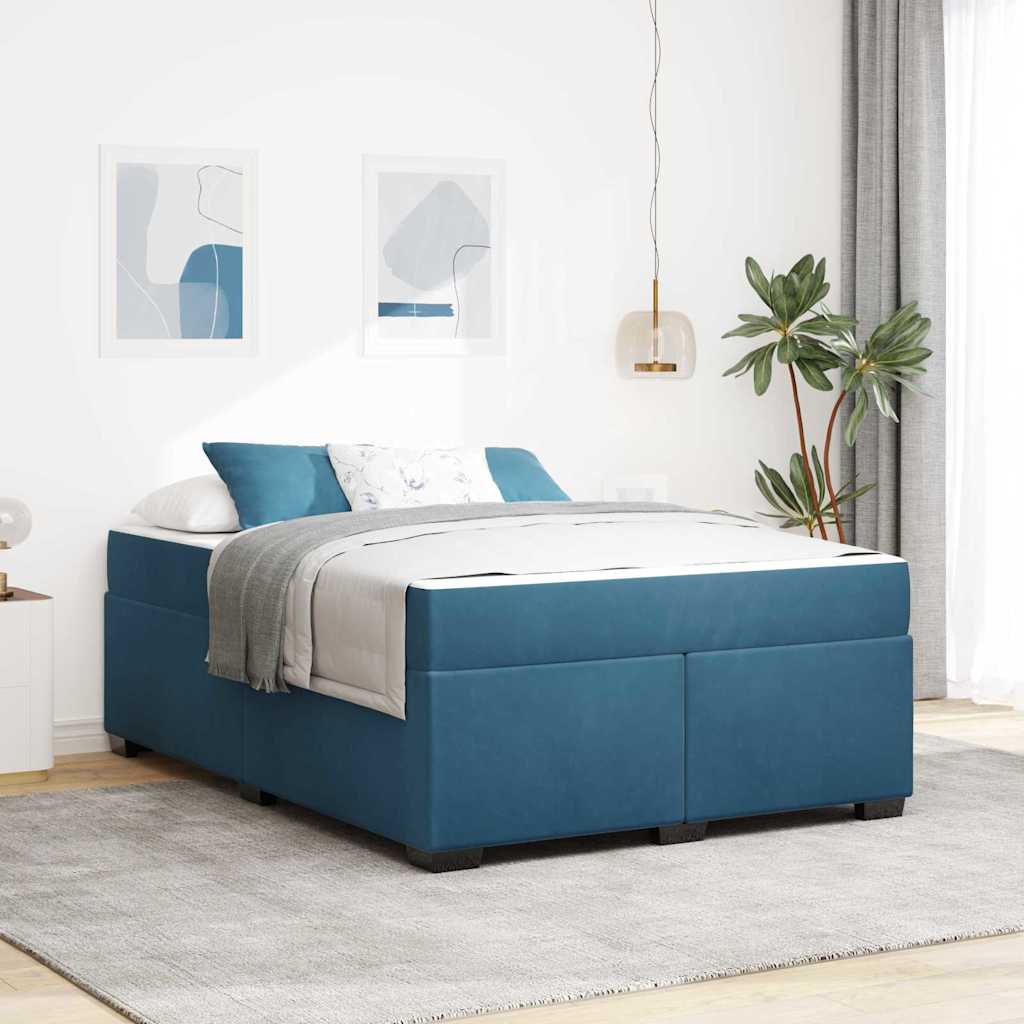 Bedframe met matras Donkerblauw 140 x 200 cm Stof is nu te koop bij PeponiXL, paradijselijk wonen!
