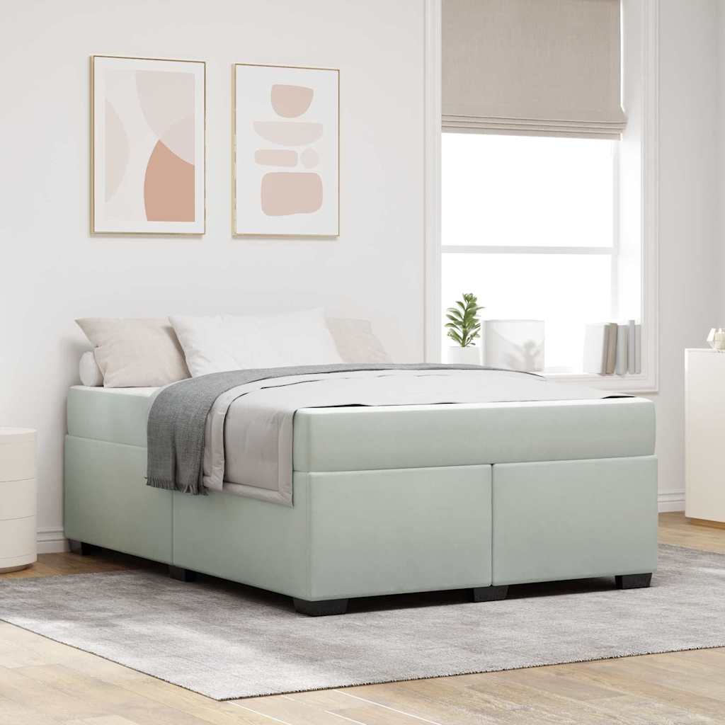 Bedframe met matras Lichtgrijs 160 x 200 cm Stof is nu te koop bij PeponiXL, paradijselijk wonen!