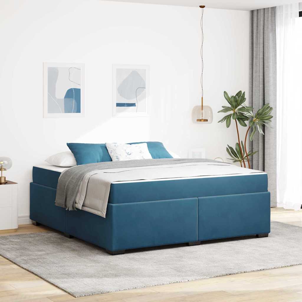 Bedframe met matras Donkerblauw 180 x 200 cm Stof is nu te koop bij PeponiXL, paradijselijk wonen!