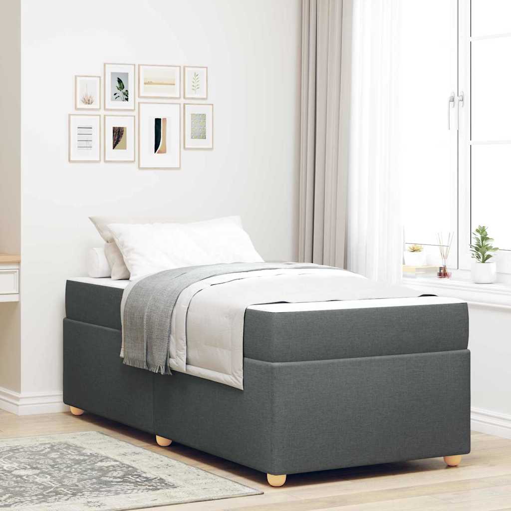 Bedframe met matras Donkergrijs 90 x 190 cm Stof is nu te koop bij PeponiXL, paradijselijk wonen!