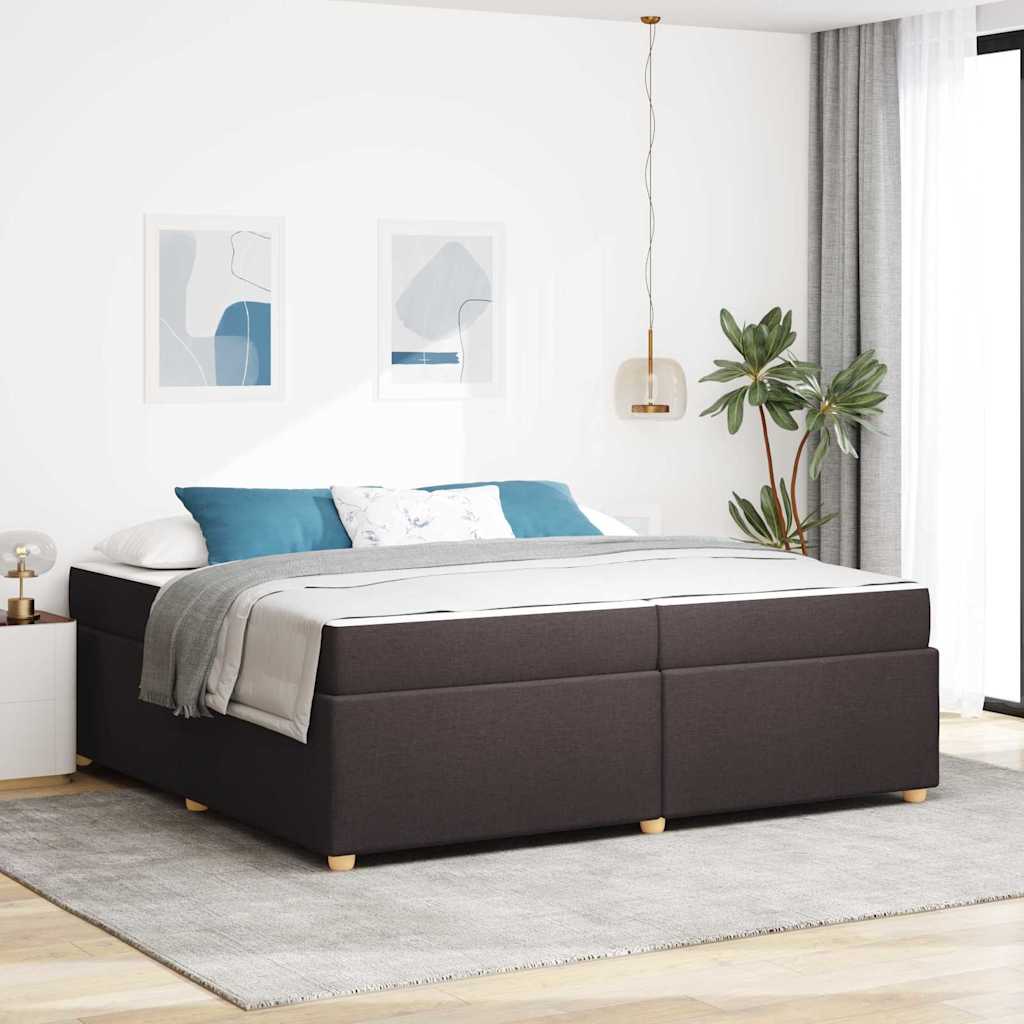Bedframe met matras Donkerbruin 200 x 200 cm Stof is nu te koop bij PeponiXL, paradijselijk wonen!