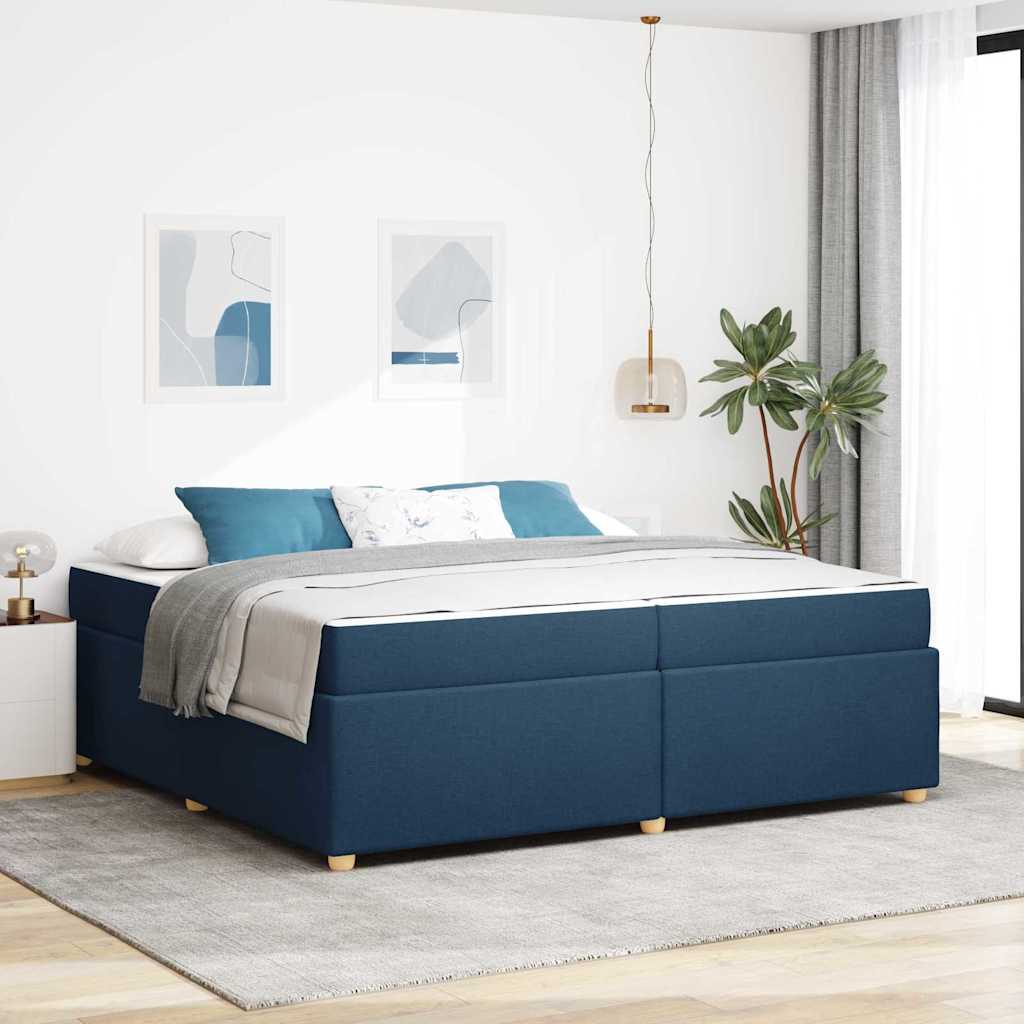 Bedframe met matras Blauw 200 x 200 cm Stof is nu te koop bij PeponiXL, paradijselijk wonen!