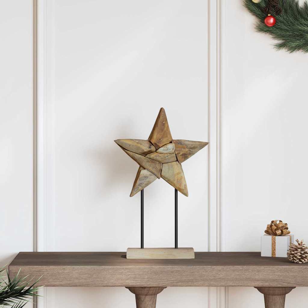 Kerstster Bruin 31 x 15 x 46 cm Massief Teakhout is nu te koop bij PeponiXL, paradijselijk wonen!