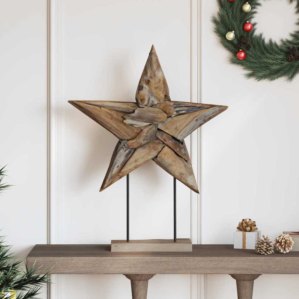 Kerstster Bruin 59,5 x 18 x 74 cm Massief Teakhout is nu te koop bij PeponiXL, paradijselijk wonen!
