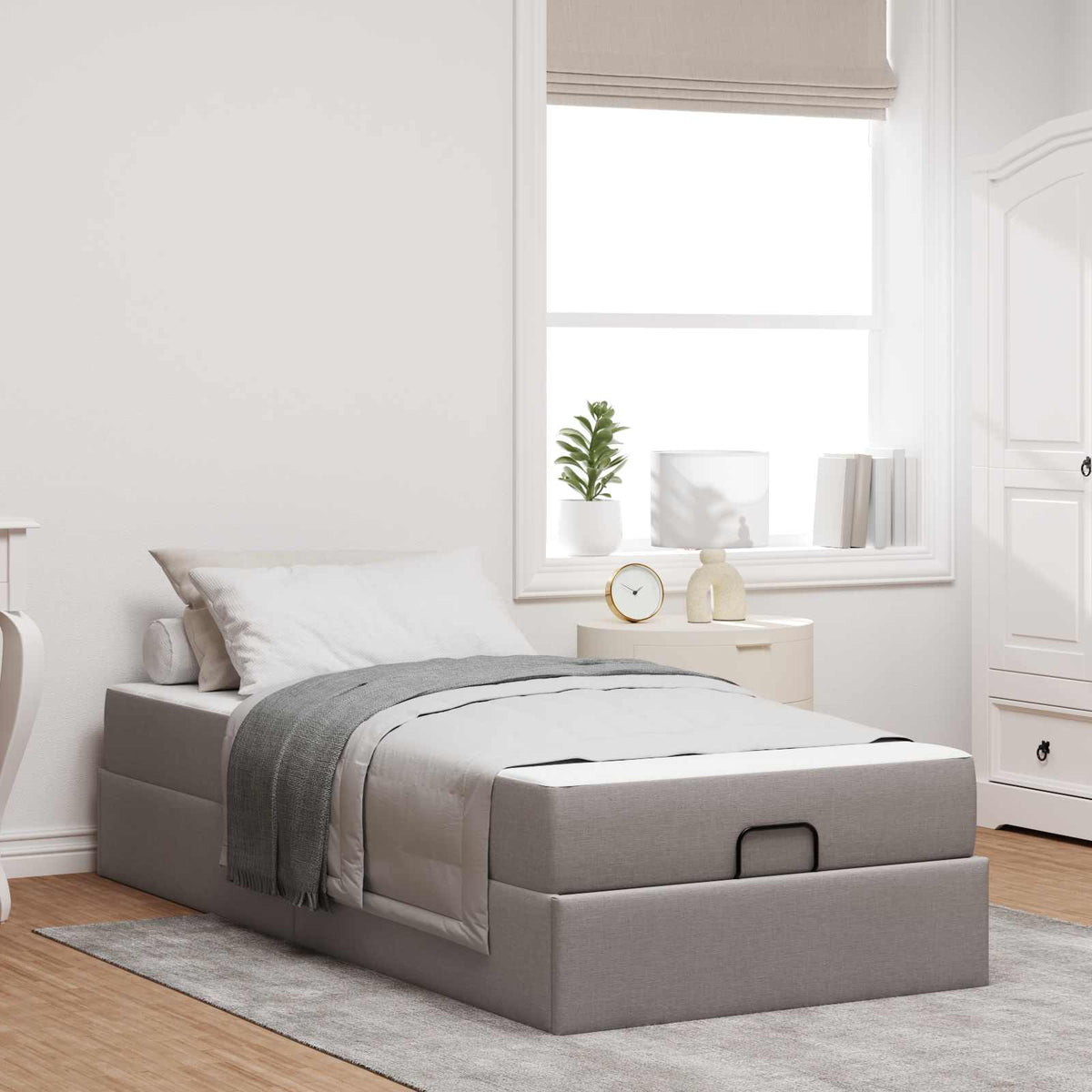 Bedframe met matras 2 st Taupe Stof is nu te koop bij PeponiXL, paradijselijk wonen!