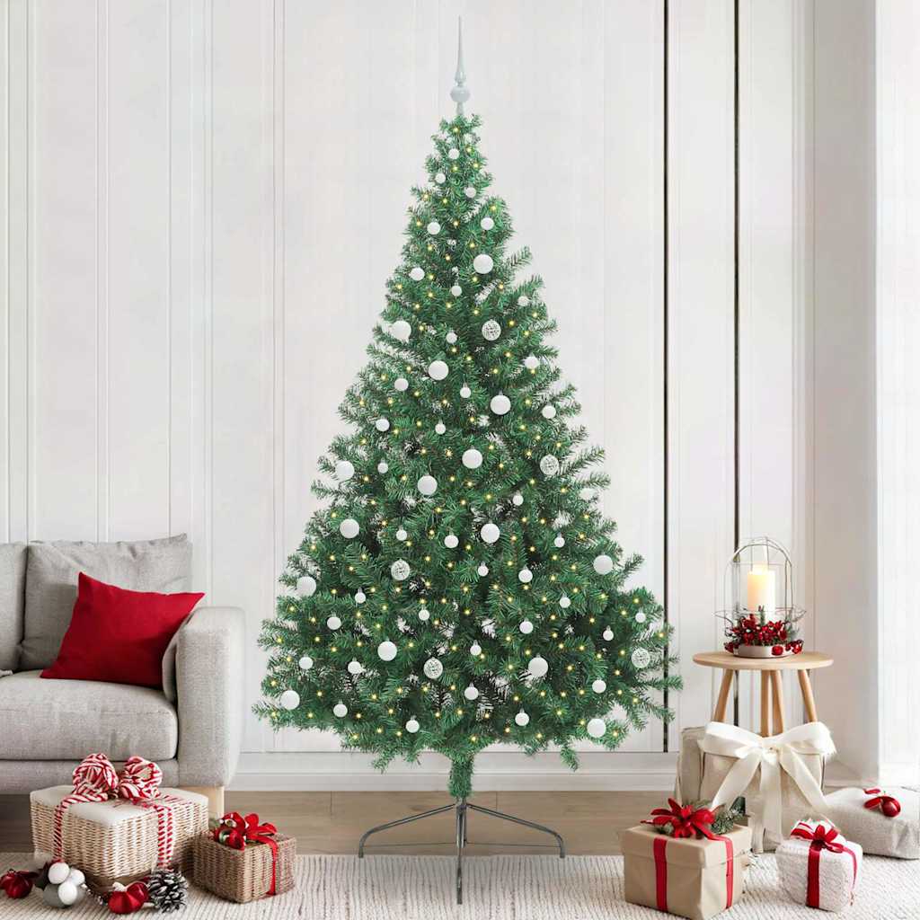 Kunstmatig Voorverlicht Kerstboom met 300 LED Groen 240 cm PVC is nu te koop bij PeponiXL, paradijselijk wonen!