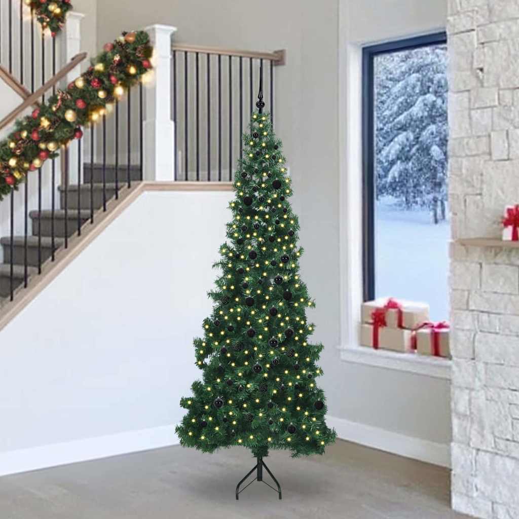 Hoek Kunstkerstboom met 300 LED Groen 240 cm PVC en Metaal is nu te koop bij PeponiXL, paradijselijk wonen!