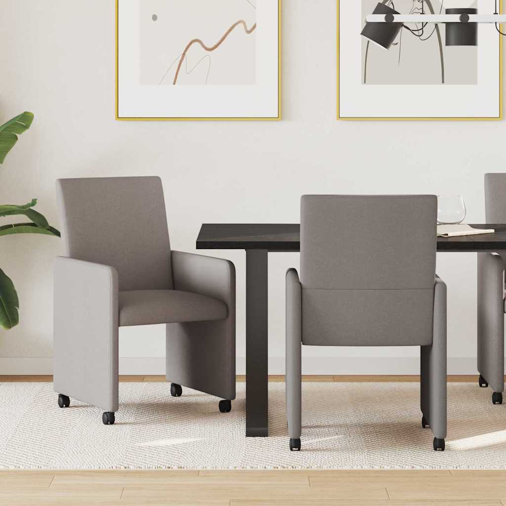 Eetkamerstoelen met Wieltjes 2 pcs Taupe 57 x 66 x 94 cm Stof is nu te koop bij PeponiXL, paradijselijk wonen!