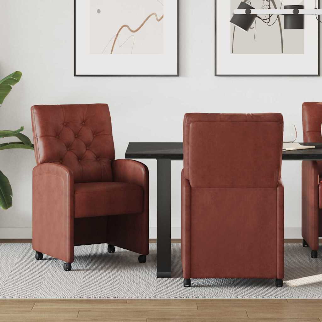 Eetkamerstoelen met Wieltjes 2 pcs Glanzend bruin Kunstleer is nu te koop bij PeponiXL, paradijselijk wonen!
