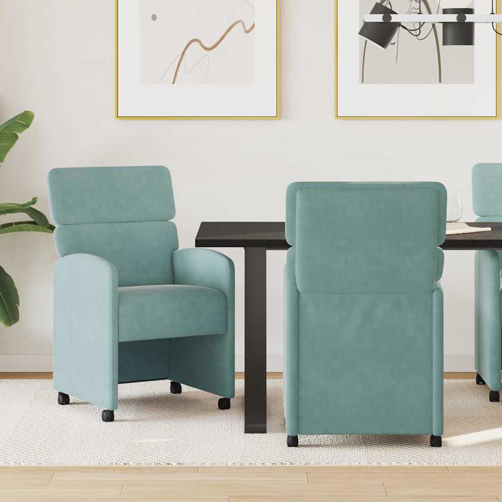 Eetkamerstoelen met Wieltjes 2 pcs Zeegroen 58 x 65 x 98 cm is nu te koop bij PeponiXL, paradijselijk wonen!