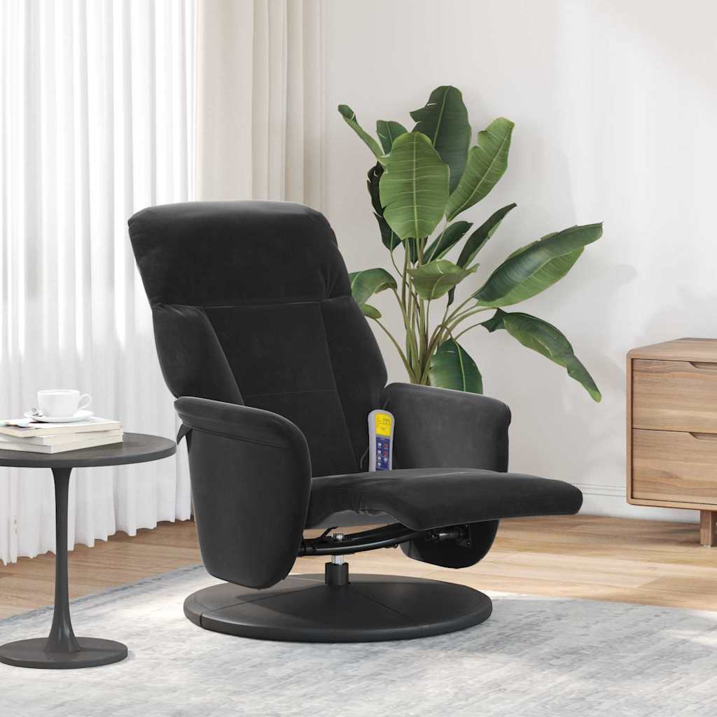 Massage Recliner Stoel Zwart 91 x 71 x 105 cm Fluweel is nu te koop bij PeponiXL, paradijselijk wonen!