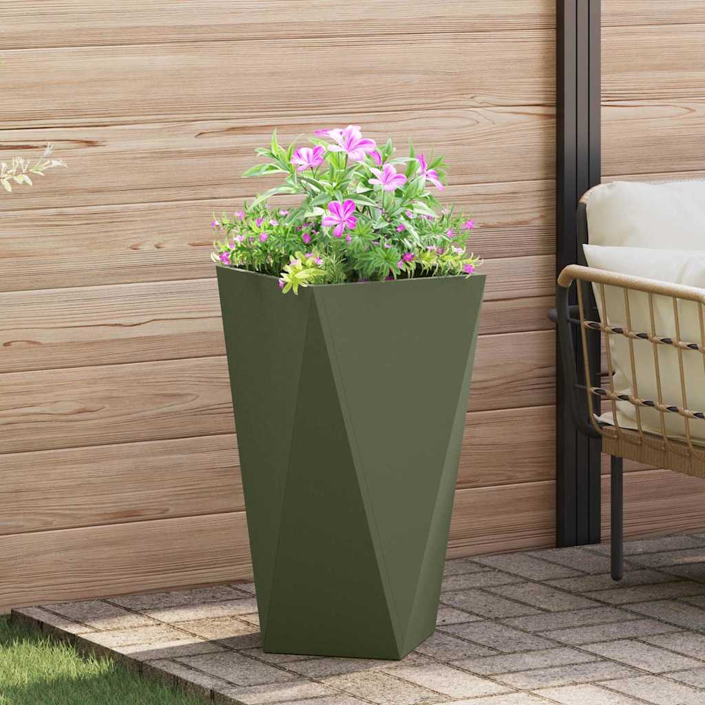 Plantenbak Olijf Groen 40 x 40 x 75 cm Staal is nu te koop bij PeponiXL, paradijselijk wonen!