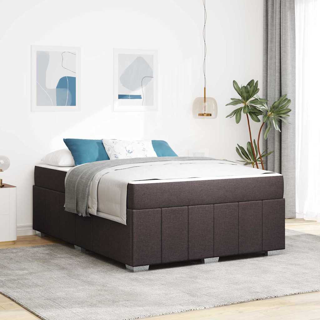 Bedframe met matras Donkerbruin 140 x 200 cm Stof is nu te koop bij PeponiXL, paradijselijk wonen!