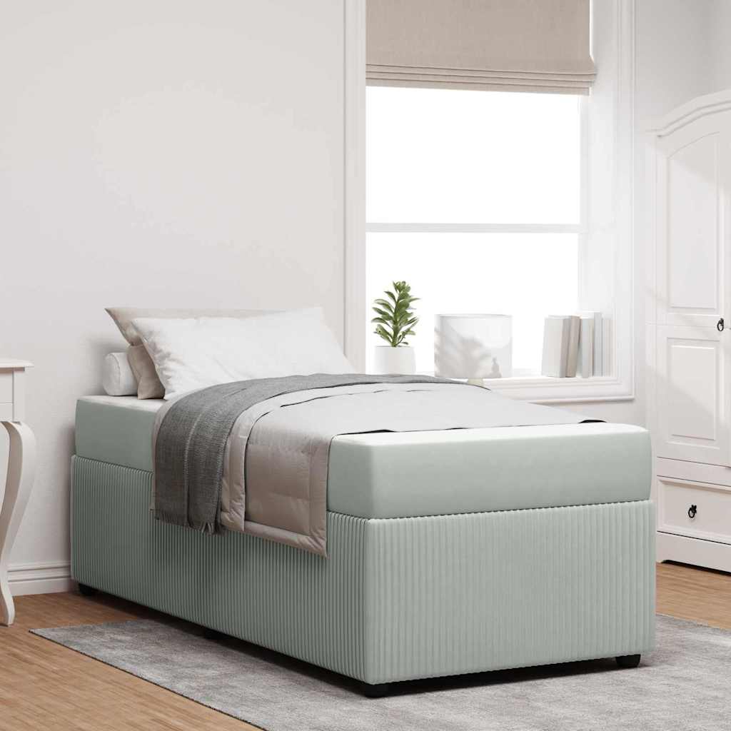 Bedframe met matras Lichtgrijs 80 x 200 cm Stof is nu te koop bij PeponiXL, paradijselijk wonen!