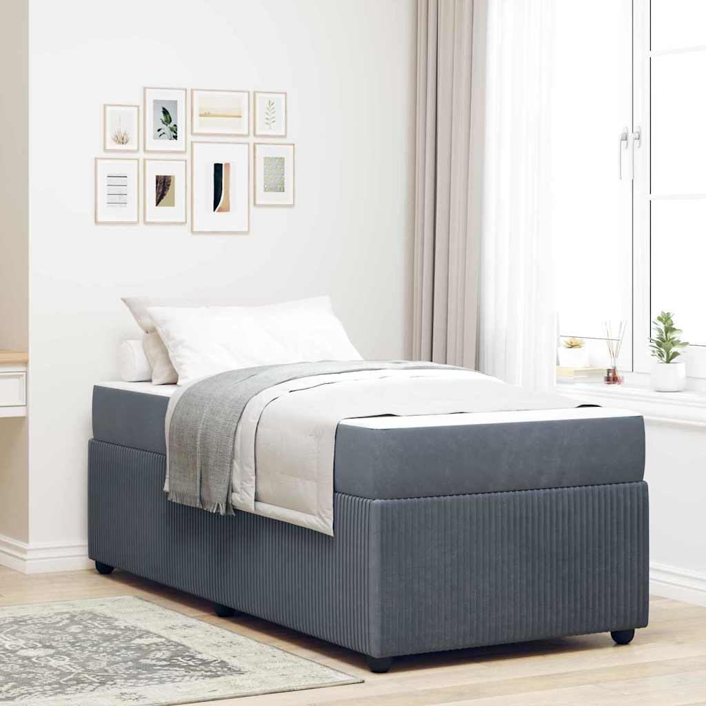 Bedframe met matras Donkergrijs 90 x 190 cm Stof is nu te koop bij PeponiXL, paradijselijk wonen!