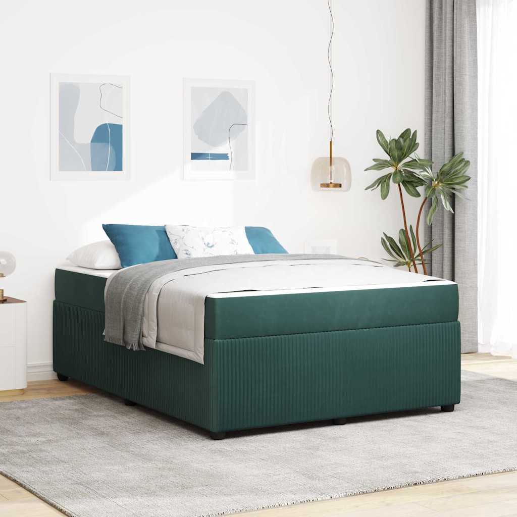 Bedframe met matras Donkergroen 140 x 200 cm Stof is nu te koop bij PeponiXL, paradijselijk wonen!