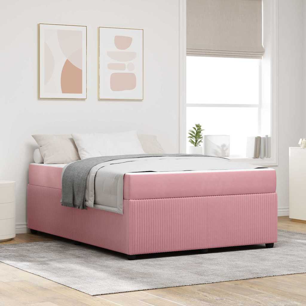 Bedframe met matras Roze 140 x 200 cm Stof is nu te koop bij PeponiXL, paradijselijk wonen!