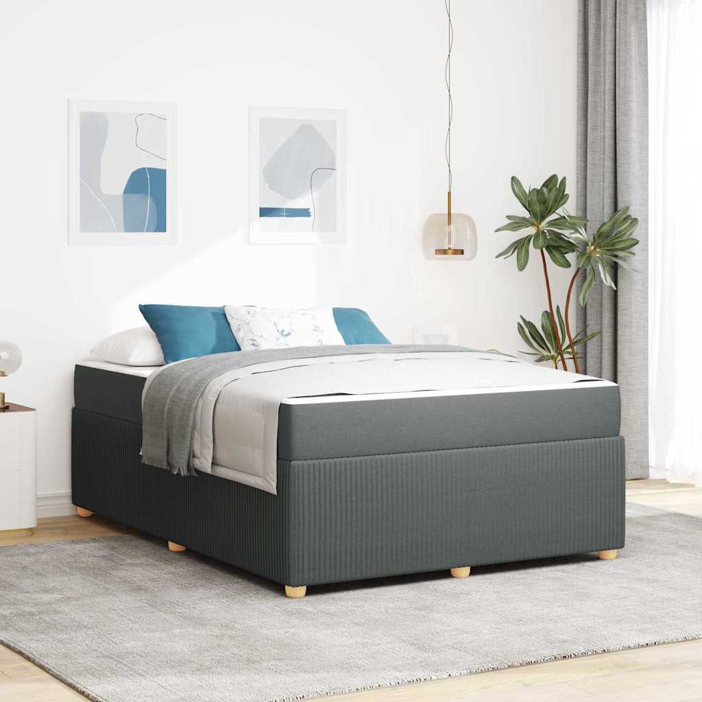 Bedframe met matras Donkergrijs 160 x 200 cm Stof is nu te koop bij PeponiXL, paradijselijk wonen!