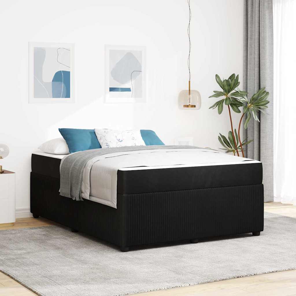 Bedframe met matras Zwart 160 x 200 cm Stof is nu te koop bij PeponiXL, paradijselijk wonen!