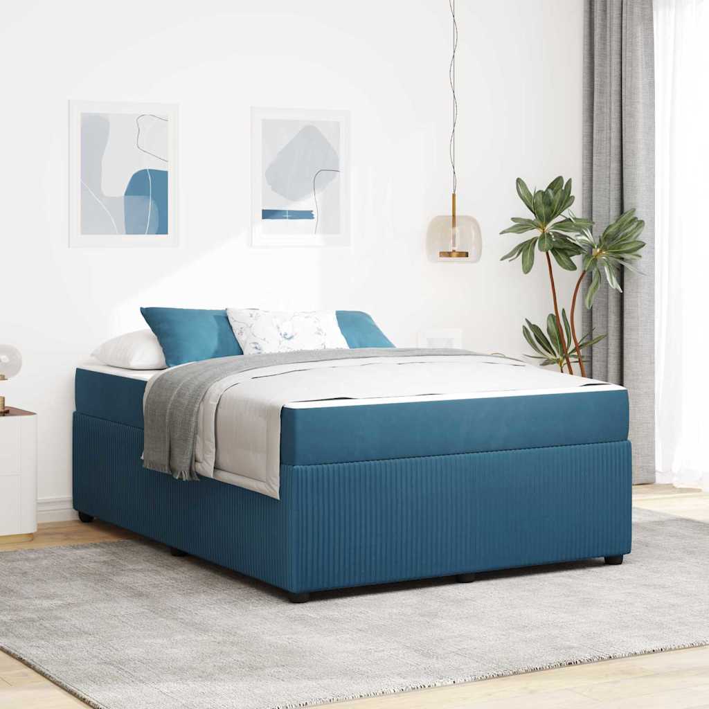 Bedframe met matras Blauw 160 x 200 cm Stof is nu te koop bij PeponiXL, paradijselijk wonen!