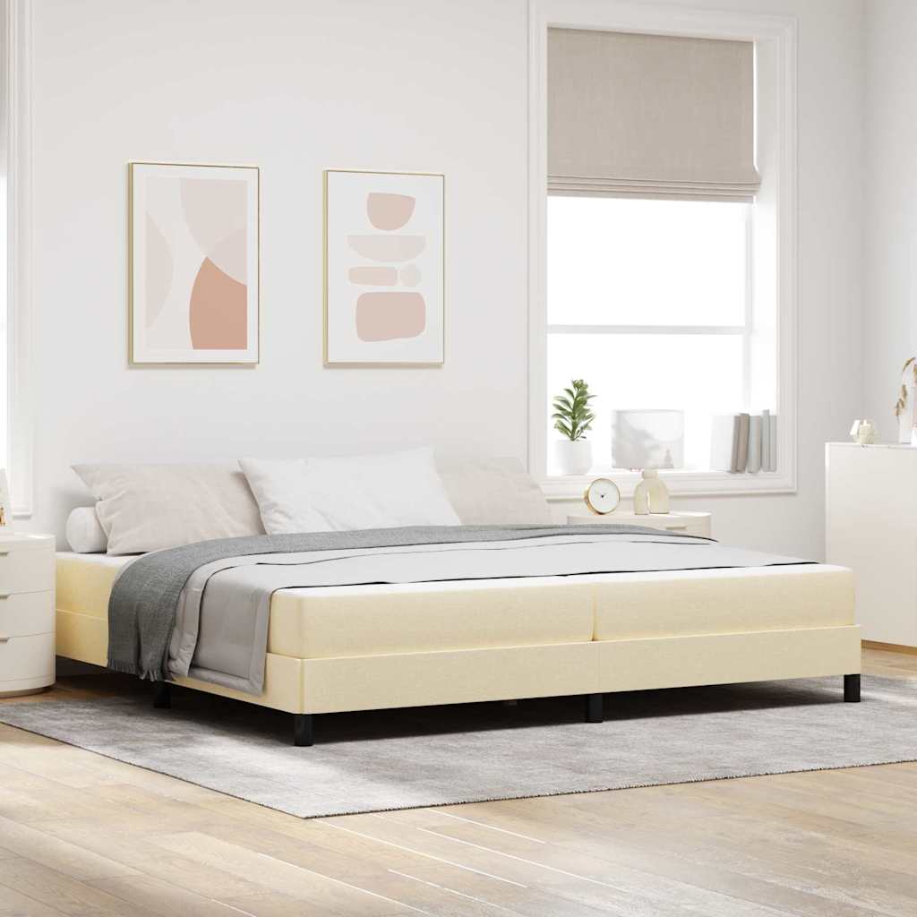 Boxspringbed met matras Crème 200 x 200 cm Stof is nu te koop bij PeponiXL, paradijselijk wonen!