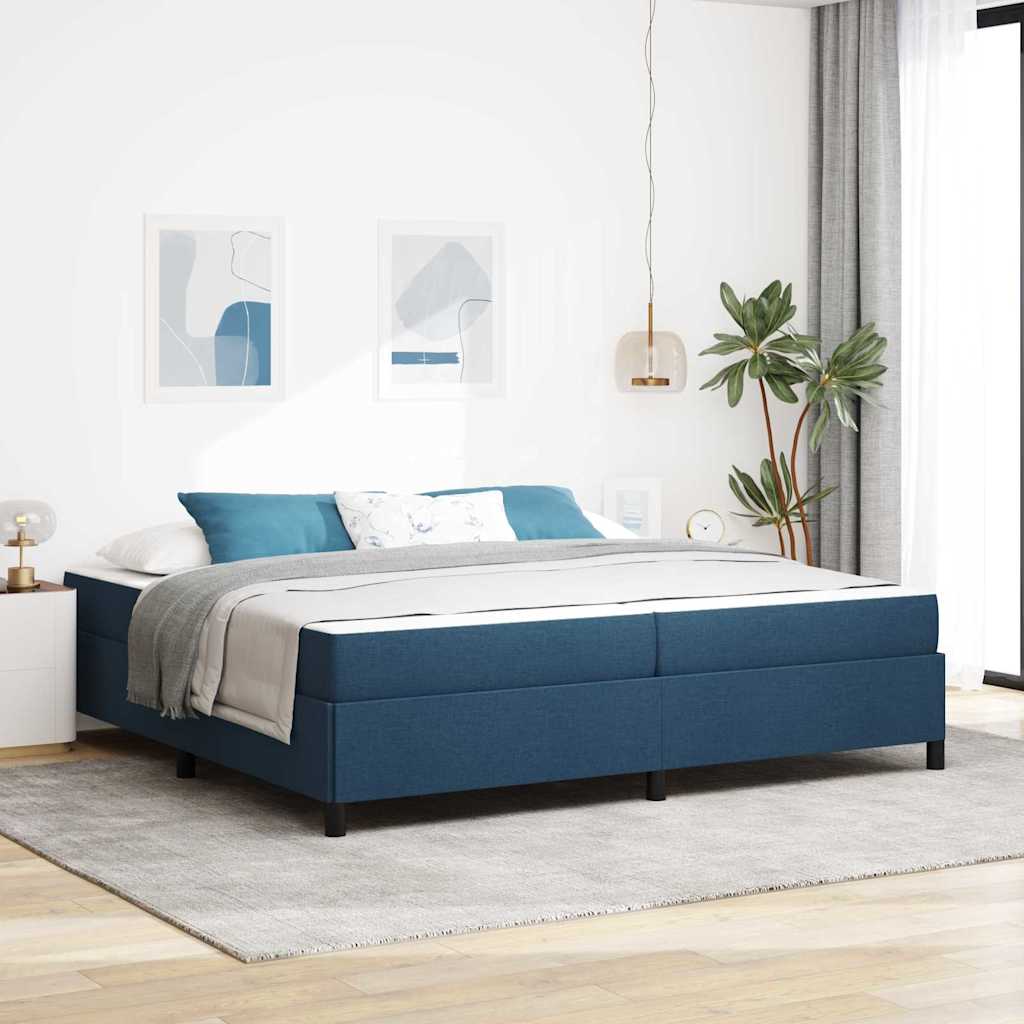 Boxspringbed met matras Blauw 200 x 200 cm Stof is nu te koop bij PeponiXL, paradijselijk wonen!