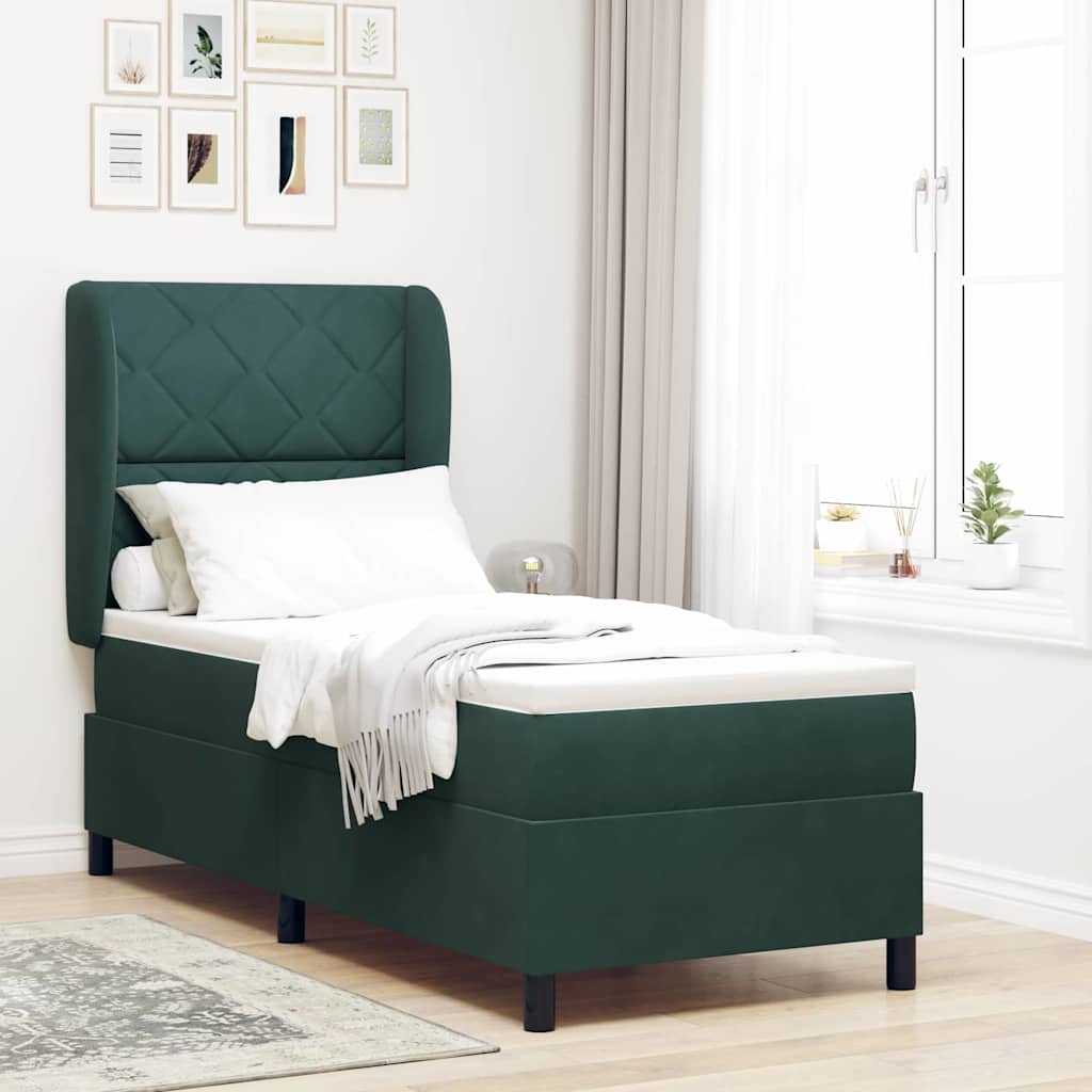 Boxspringbed met hoofdeinde Donkergroen 200 x 80 cm Fluweel is nu te koop bij PeponiXL, paradijselijk wonen!