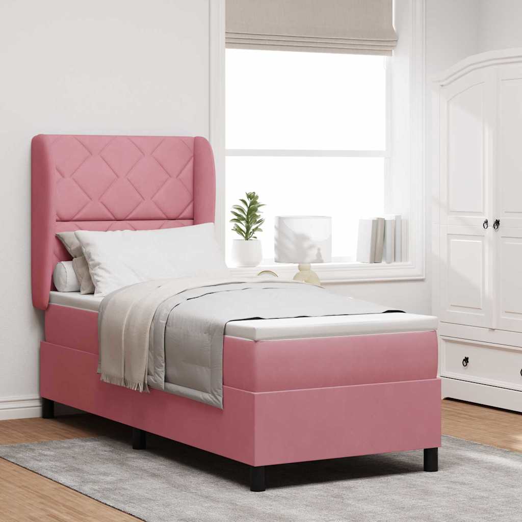 Boxspringbed met matras met hoofdeinde Roze 200 x 80 cm Fluweel is nu te koop bij PeponiXL, paradijselijk wonen!