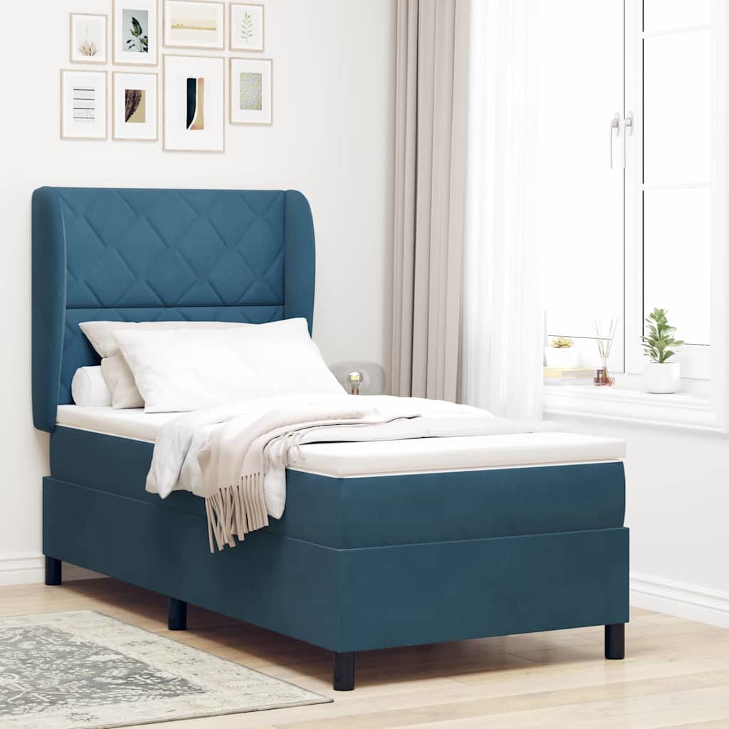 Boxspringbed met matras Donkerblauw 200 x 90 cm Fluweel is nu te koop bij PeponiXL, paradijselijk wonen!