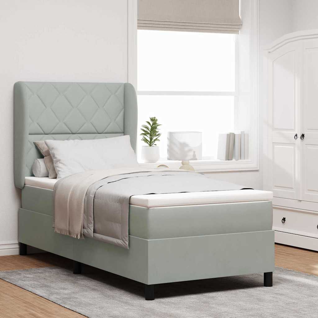 Boxspringbed met hoofdeinde Lichtgrijs 200 x 100 cm Fluweel is nu te koop bij PeponiXL, paradijselijk wonen!