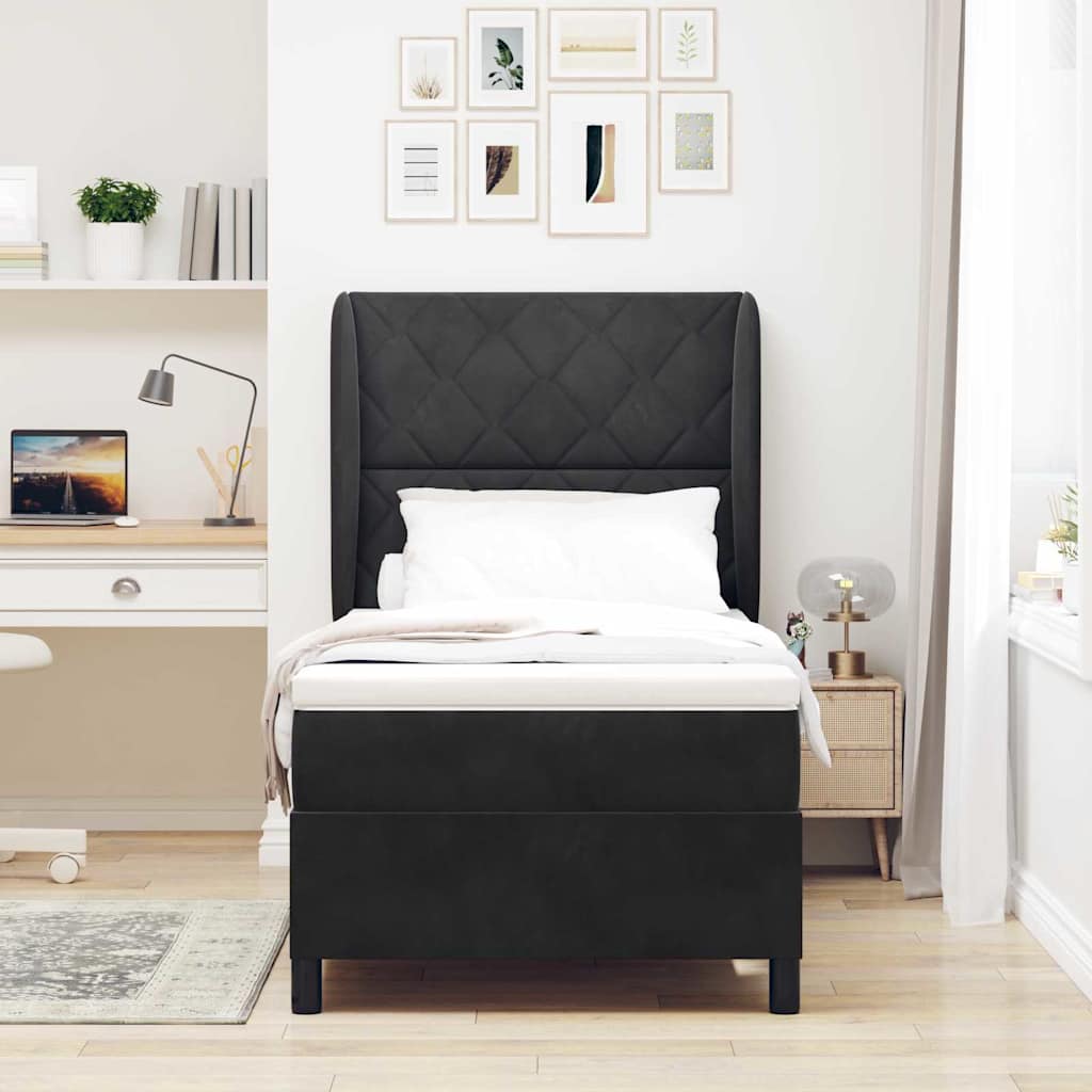 Boxspringbed met hoofdeinde Zwart 200 x 100 cm Fluweel is nu te koop bij PeponiXL, paradijselijk wonen!