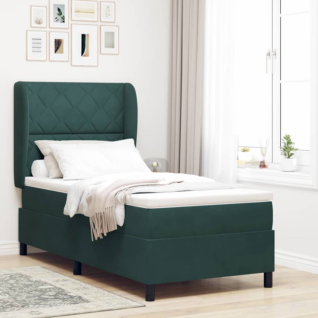 Boxspringbed met hoofdeinde Donkergroen 200 x 100 cm Fluweel is nu te koop bij PeponiXL, paradijselijk wonen!