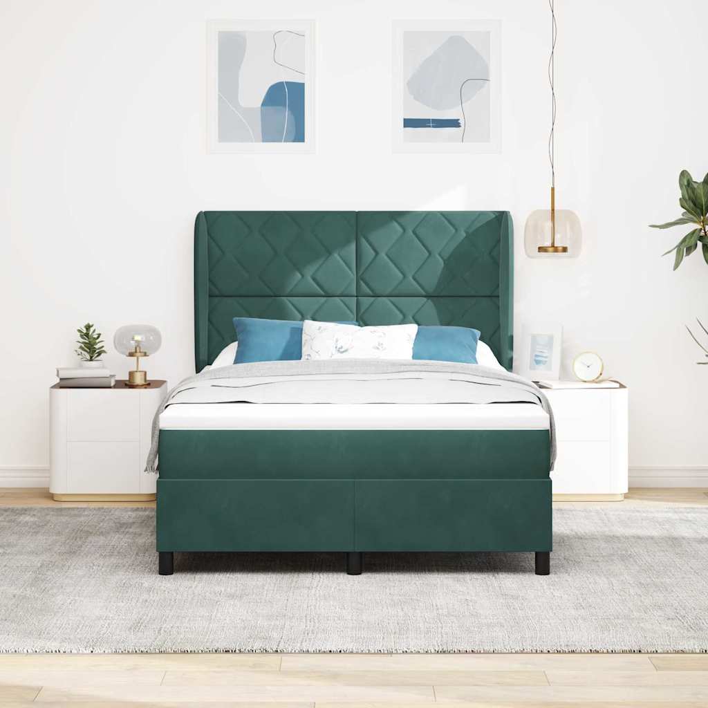 Boxspringbed met hoofdeinde Donkergroen 200 x 160 cm Fluweel is nu te koop bij PeponiXL, paradijselijk wonen!