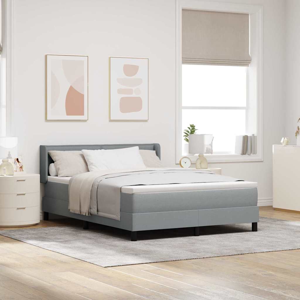 Boxspringbed met hoofdeinde Lichtgrijs 200 x 140 cm Stof is nu te koop bij PeponiXL, paradijselijk wonen!