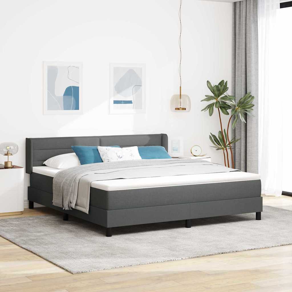 Boxspringbed met hoofdeinde Donkergrijs 200 x 180 cm Stof is nu te koop bij PeponiXL, paradijselijk wonen!
