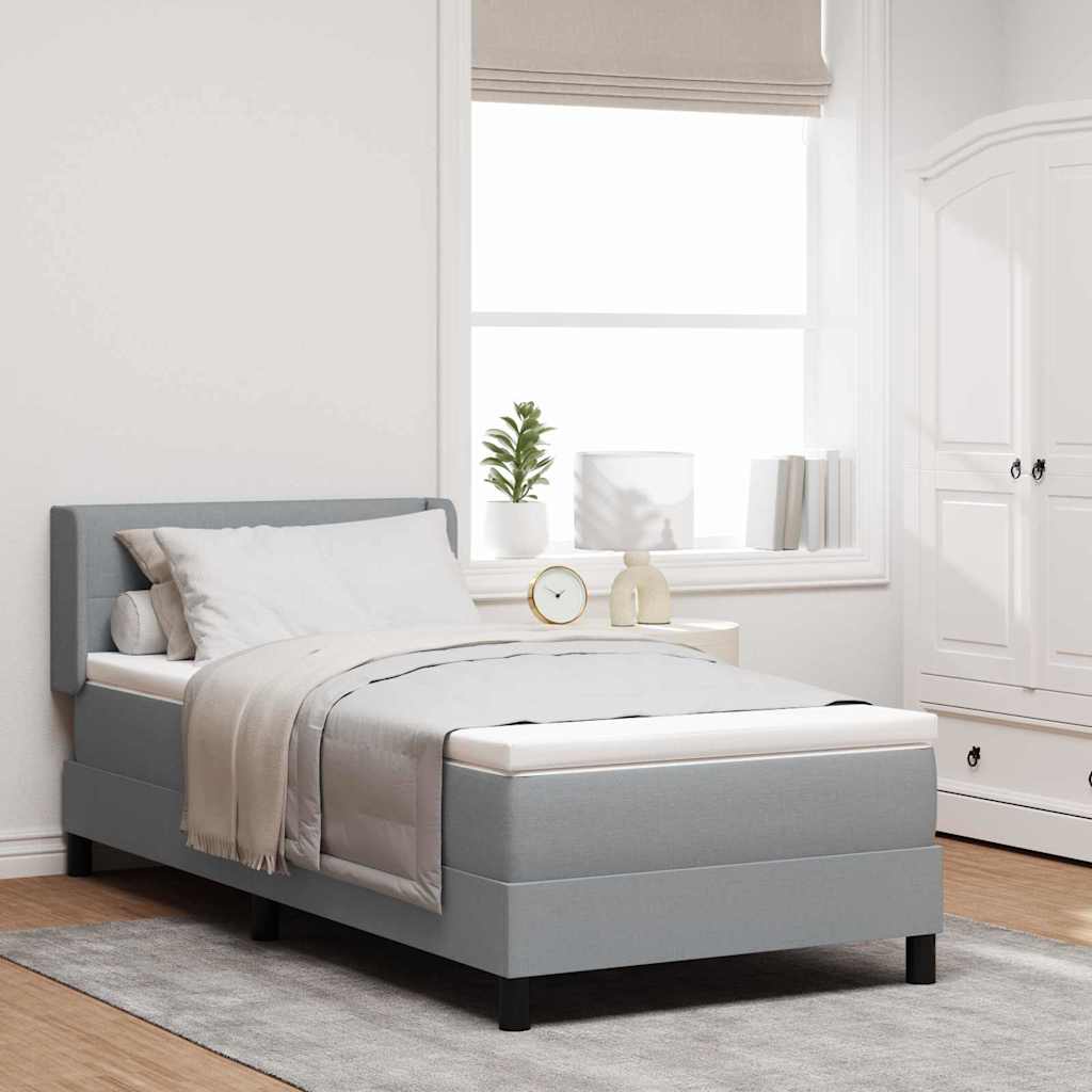 Boxspringbed met hoofdeinde Lichtgrijs 200 x 200 cm Stof is nu te koop bij PeponiXL, paradijselijk wonen!