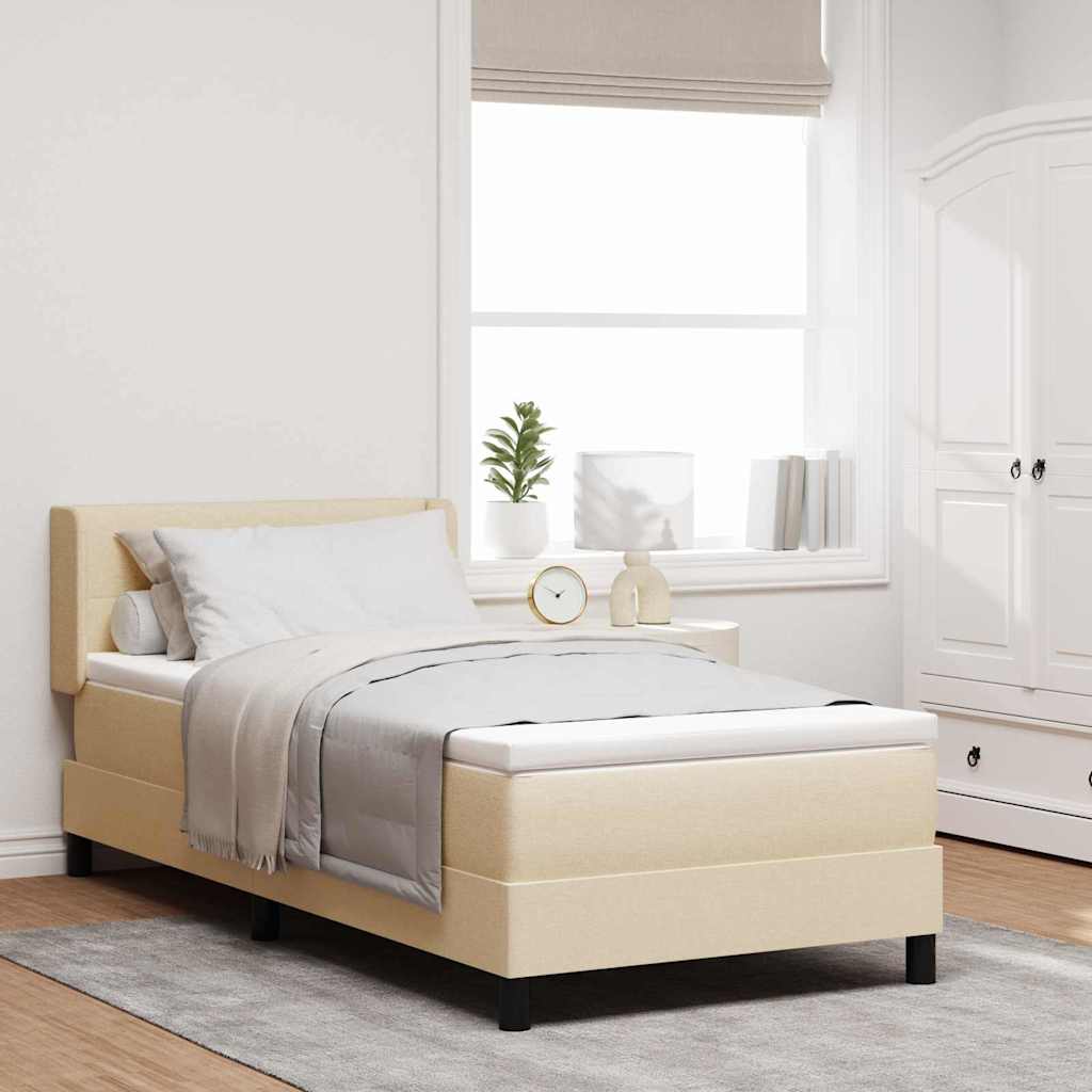 Boxspringbed met hoofdeinde Crème 200 x 100 cm Stof is nu te koop bij PeponiXL, paradijselijk wonen!