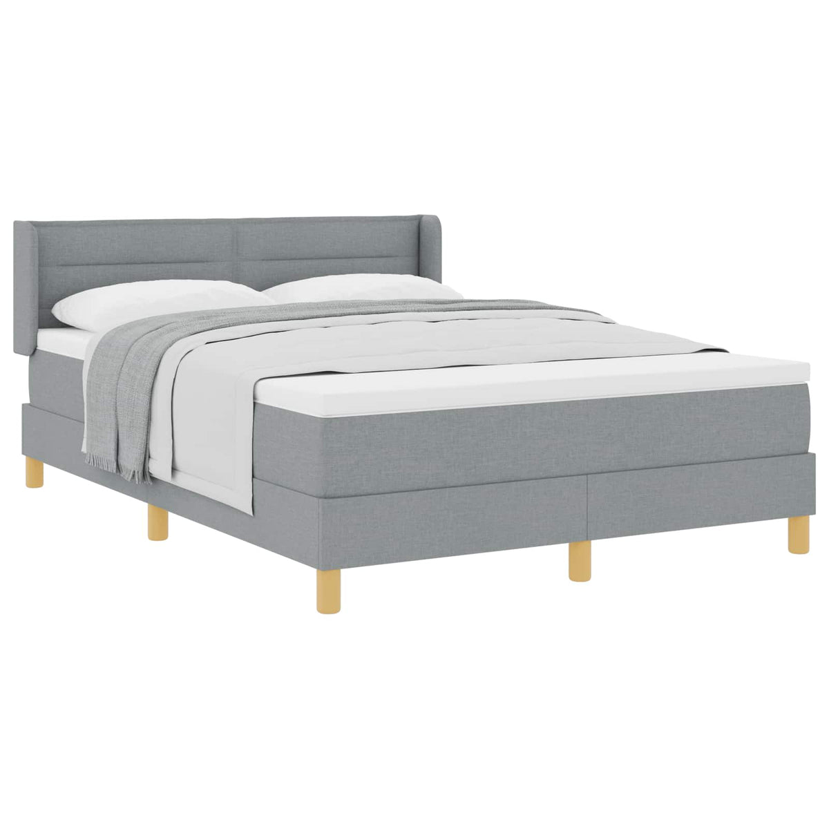Boxspringbed met matras Lichtgrijs 200 x 160 cm Stof is nu te koop bij PeponiXL, paradijselijk wonen!