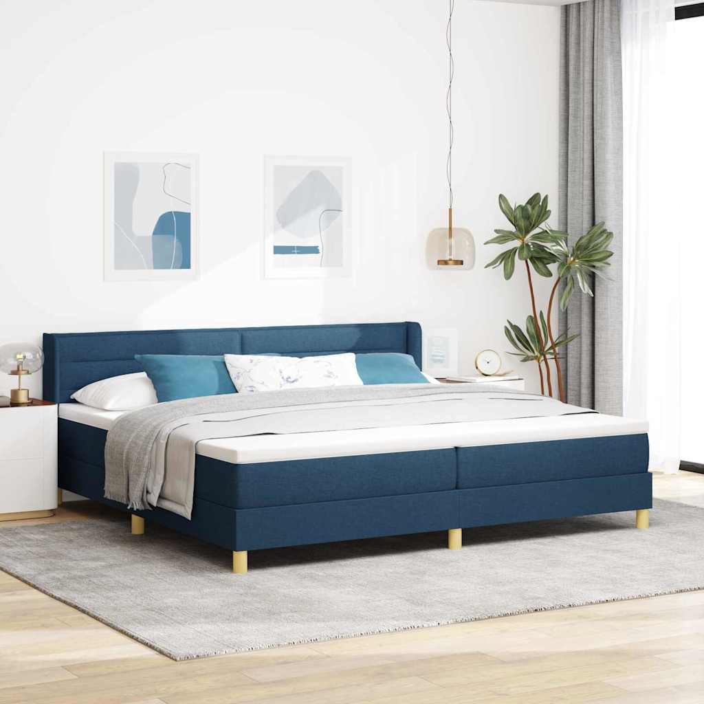 Boxspringbed met matras met hoofdeinde Blauw 200 x 200 cm Stof is nu te koop bij PeponiXL, paradijselijk wonen!