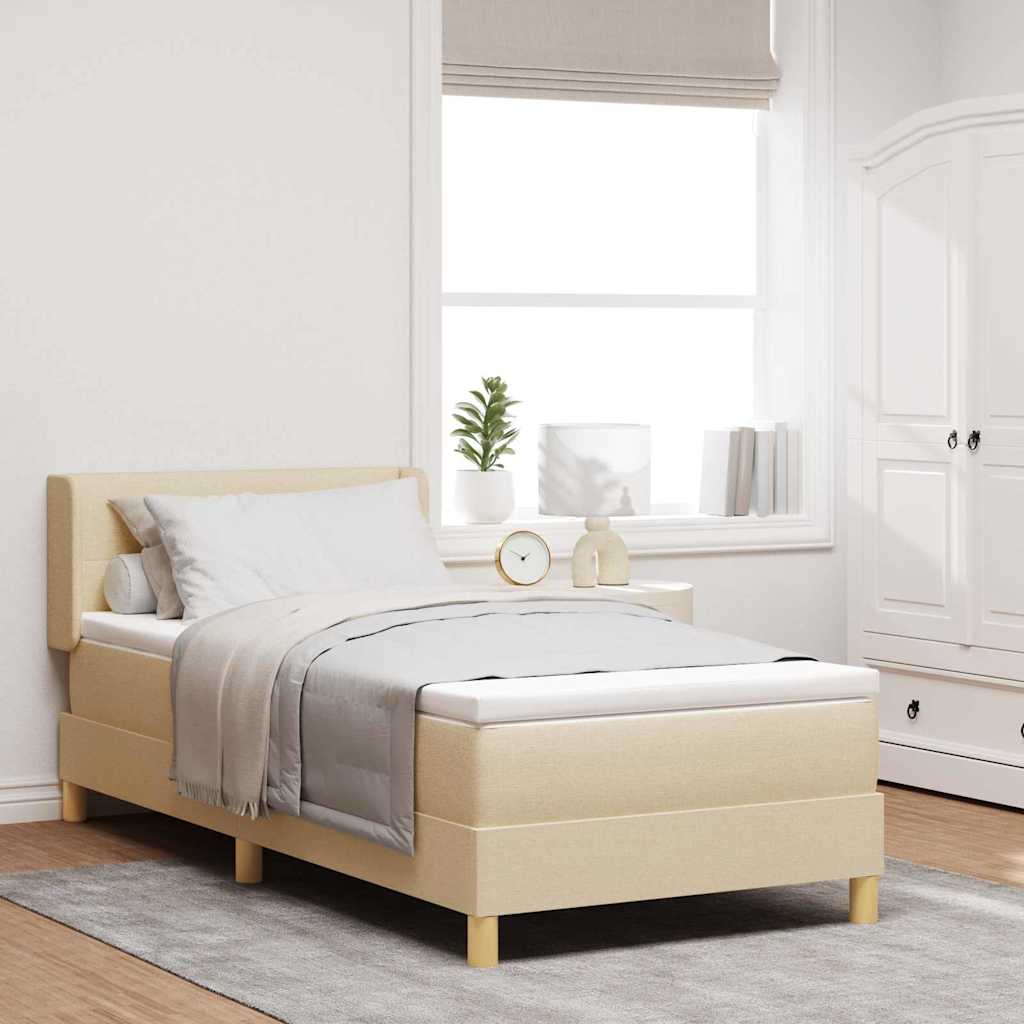 Boxspringbed met hoofdeinde Crème 200 x 80 cm Stof is nu te koop bij PeponiXL, paradijselijk wonen!