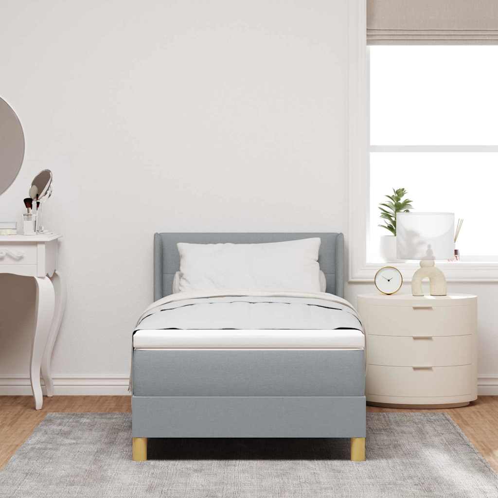 Boxspringbed met matras Lichtgrijs 200 x 90 cm Stof is nu te koop bij PeponiXL, paradijselijk wonen!