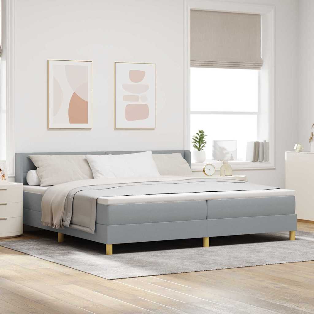 Boxspringbed met hoofdeinde Lichtgrijs 200 x 200 cm Stof is nu te koop bij PeponiXL, paradijselijk wonen!