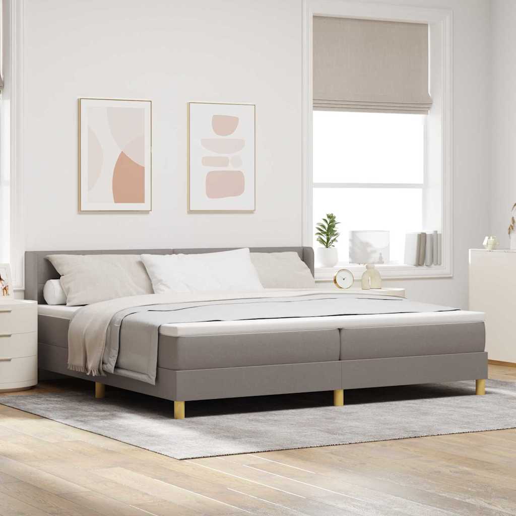 Boxspringbed met matras met hoofdeinde Taupe 200 x 200 cm Stof is nu te koop bij PeponiXL, paradijselijk wonen!