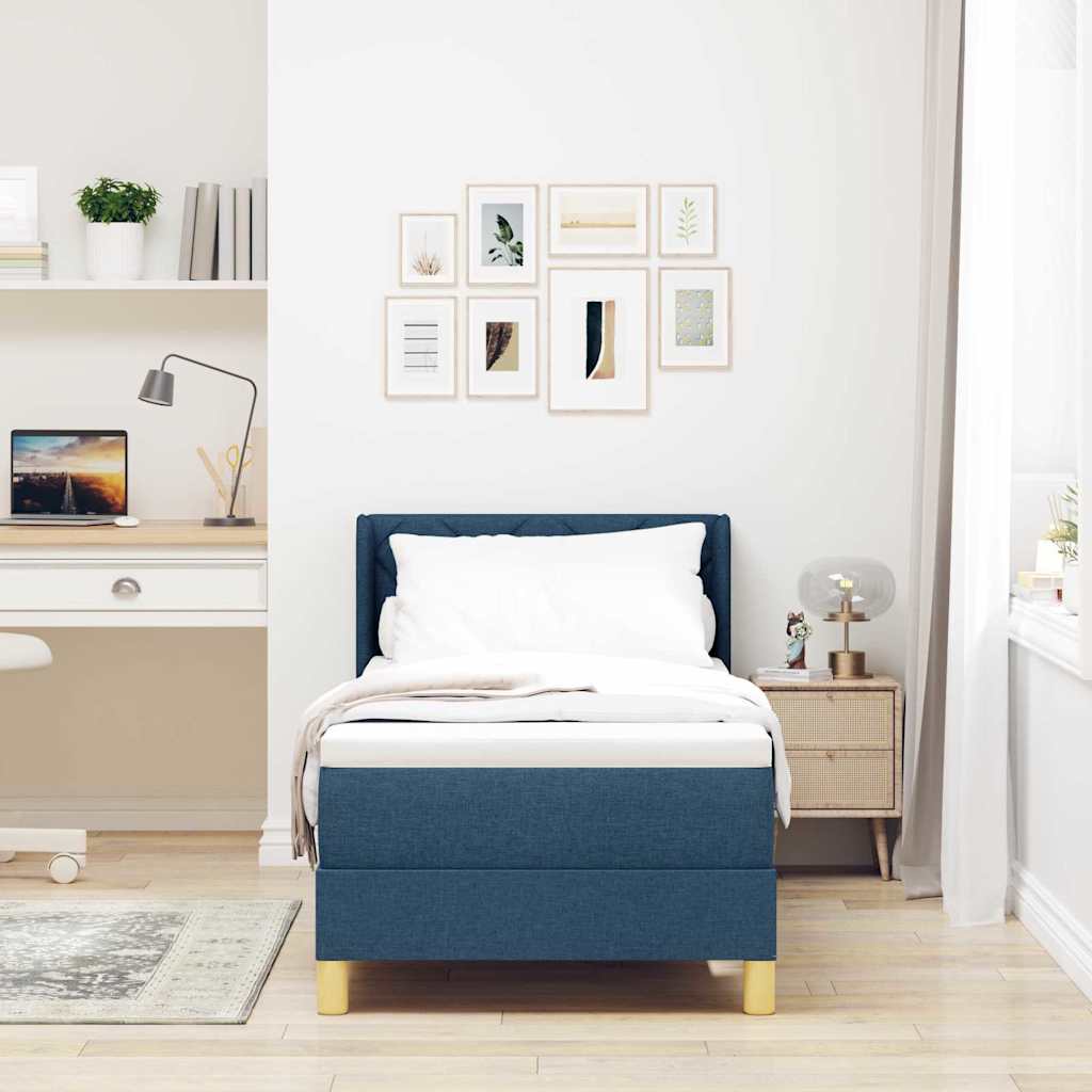 Boxspringbed met hoofdeinde Blauw 200 x 80 cm Stof is nu te koop bij PeponiXL, paradijselijk wonen!