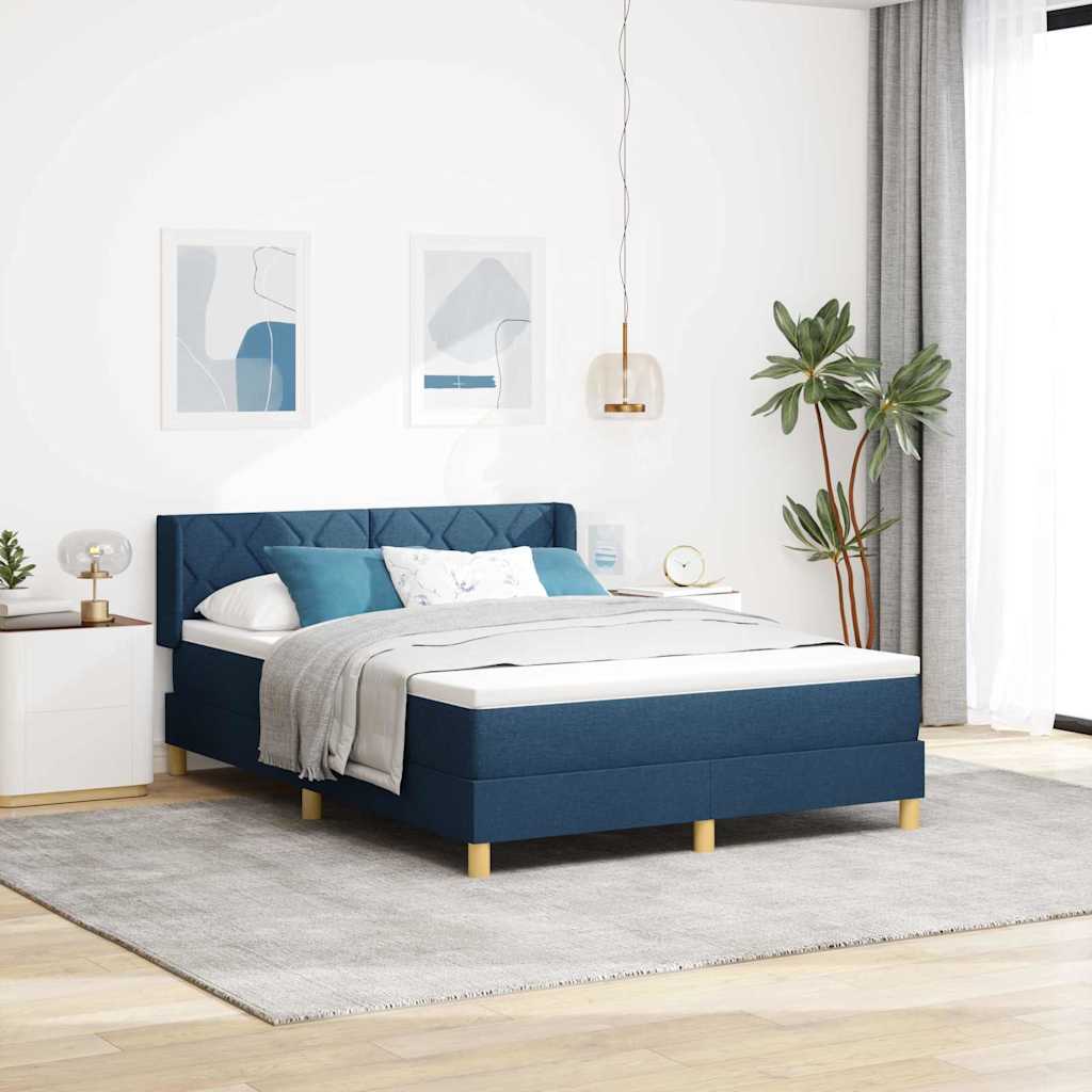 Boxspringbed met hoofdeinde Blauw 190 x 140 cm Stof is nu te koop bij PeponiXL, paradijselijk wonen!