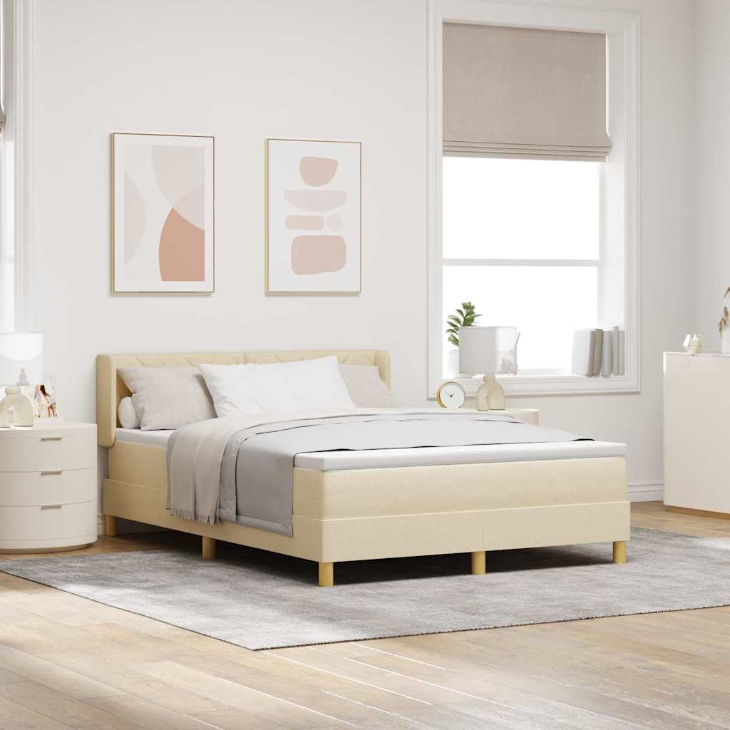 Boxspringbed met hoofdeinde Crème 200 x 140 cm Stof is nu te koop bij PeponiXL, paradijselijk wonen!